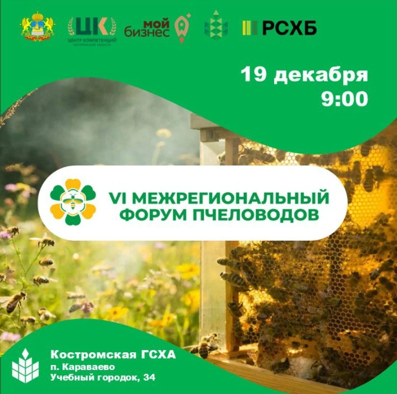 19 декабря 2025 г. в Костроме состоится VI Межрегиональный форум пчеловодов 